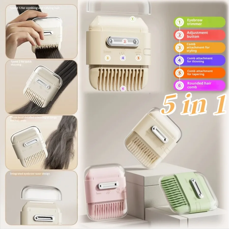 1-3pcs Portable 5 in 1 Hair Cutting Trimmer Combs Double Headed Manual Bangs Cutter Shaving Remover Thinning Beauty Haircut Tool