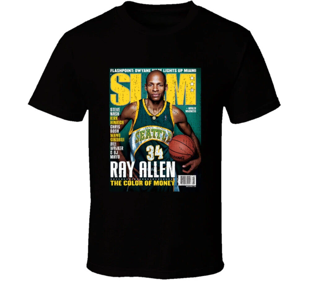 

Slam Magazine Issue 87 Ray Allen Popular Basketball Magazine Grunge Look T Shirt COTTON printing t-shirt anime clothes