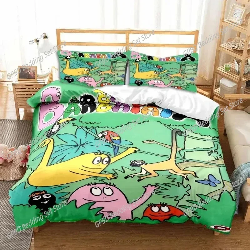 Cute Cartoon Barba-papa Pink Bedding Set,Duvet Cover Bed Set Quilt Cover Pillowcase,King Queen Twin Size Boys Girls Adults