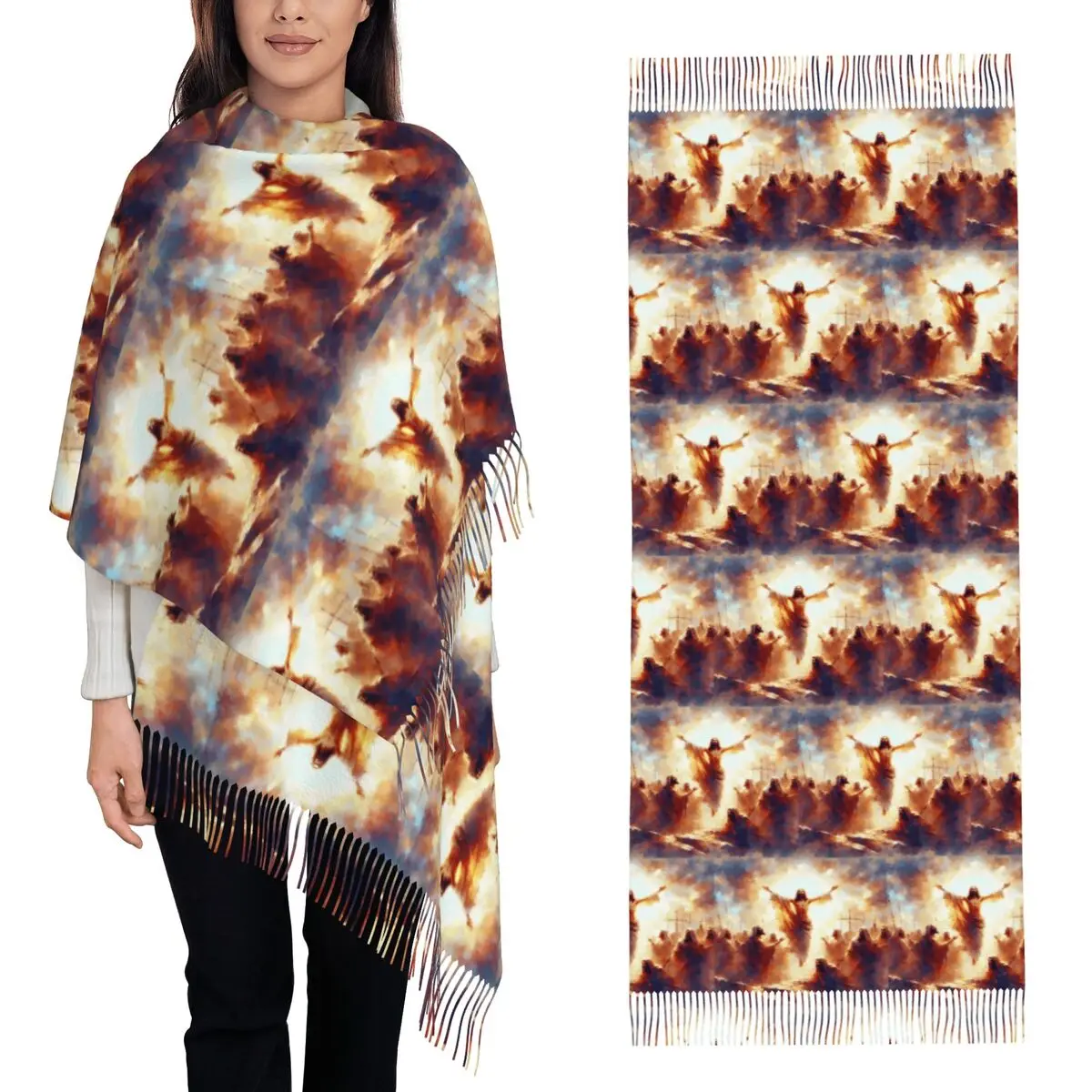 

The Resurrection Of Jesus Christ Scarf Tassel Scarves Women Soft Warm Shawls and Wraps Long Fall Winter Shawl Wrap