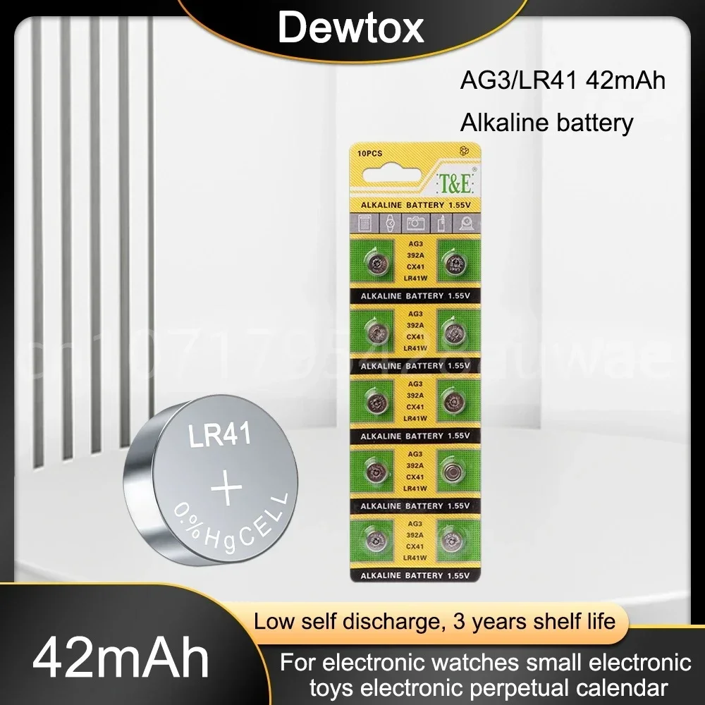 10-20PCS Alkaline Cell Coin Battery 1.55V AG3 LR41 392 Button Batteries SR41 192 L736 384 SR41SW CX41 AG 3 for Watch Toys