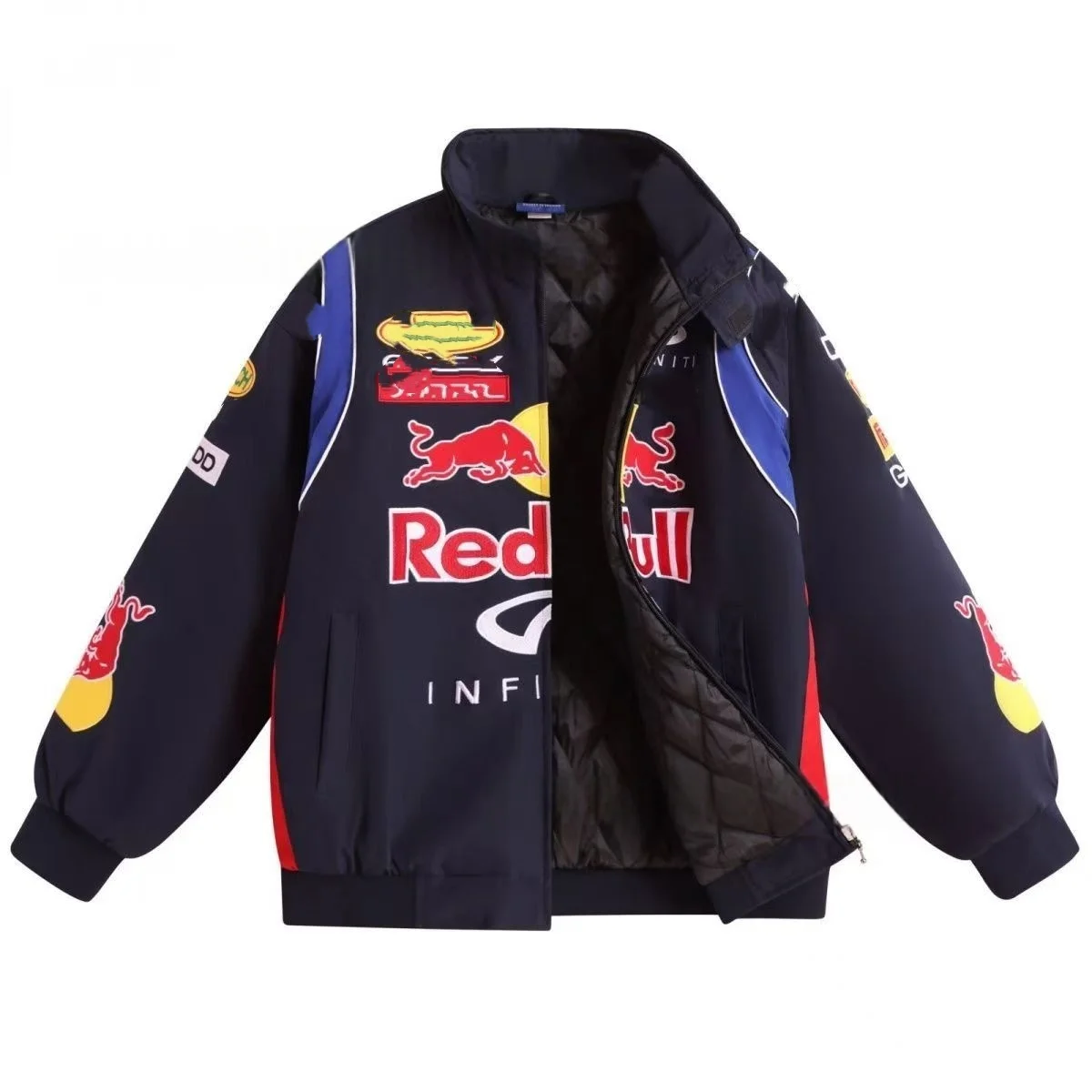 Red Bull embroidered racing suit motorcycle riding jacket retro fashion new winter cotton casual long sleeved jacket