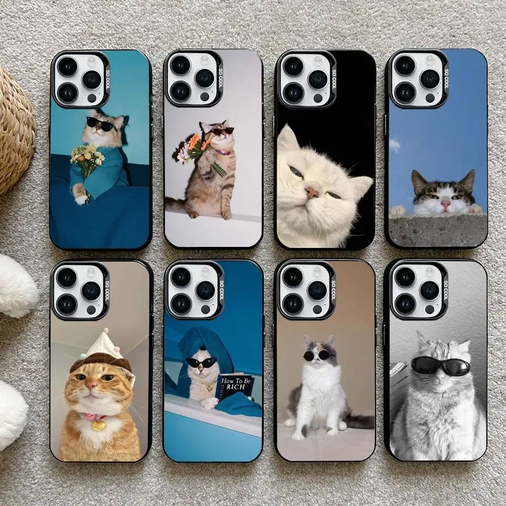 

Cool cat cute Phone Case For iPhone17, 16,15,14,13,12 Pro Max Black Candy Matte Shockproof Cover