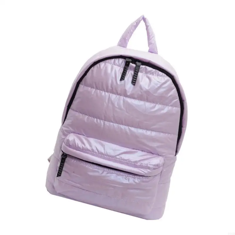 

340D Women's Puffer Quilted Backpack Metallic Shoulder Bag for Commuting and Trip