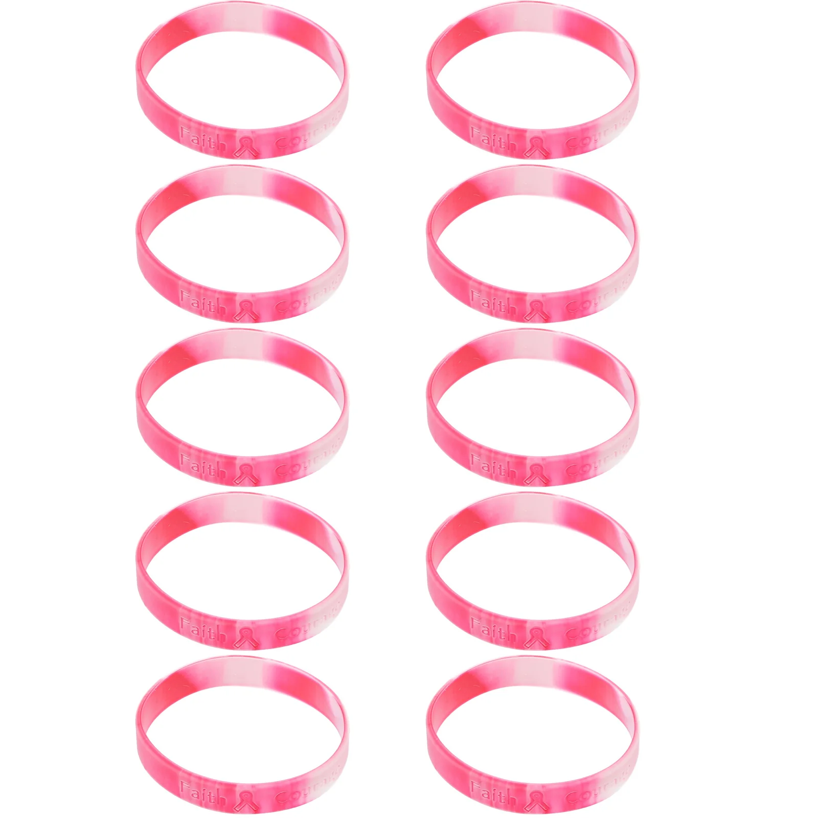 

10Pcs Breast Cancer Wristbands Pink Silicone Material Shiny Smooth Surface Easy to Wear Elegant Design for Women Support Cause