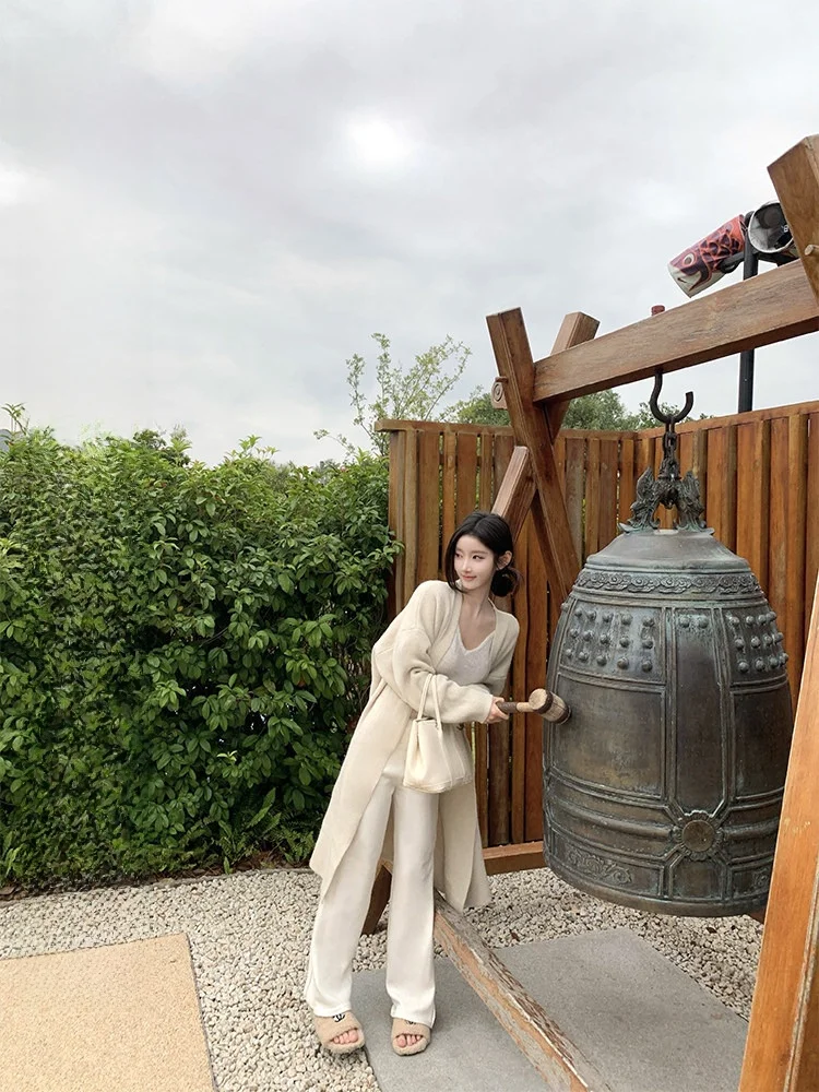 

Ladies' Loose Lazy Sle Knitted Sweater Coat Thiened Medium Length Open Cardigan Soft Warm Autumn Winter Faion Outerwear