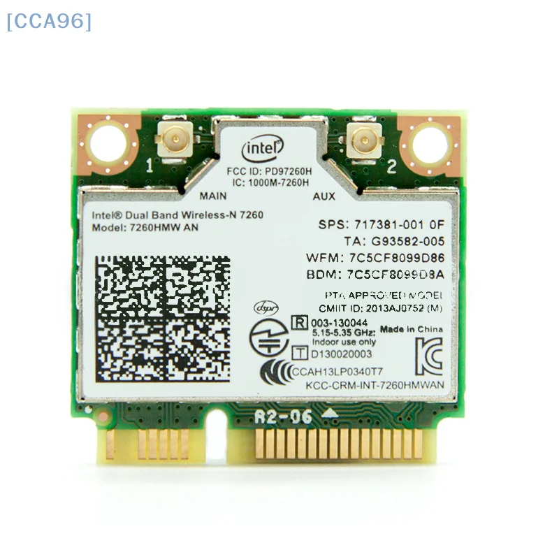 

【CCA96】1Pcs Mini PCI-E Dual-Band 2.4G/5Ghz Wireless Network Card AC 7260 7260HMW Bluetooth 4.0 802.11a/b/g/n
