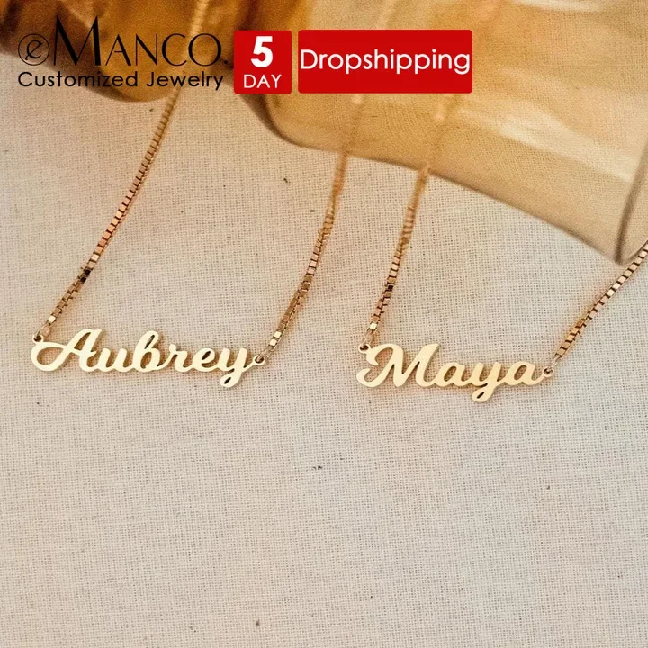 EMANCO  Stainless Steel Name Necklace - Customized Fashion Personalized Letter Pendant Jewelry Gift for Women
