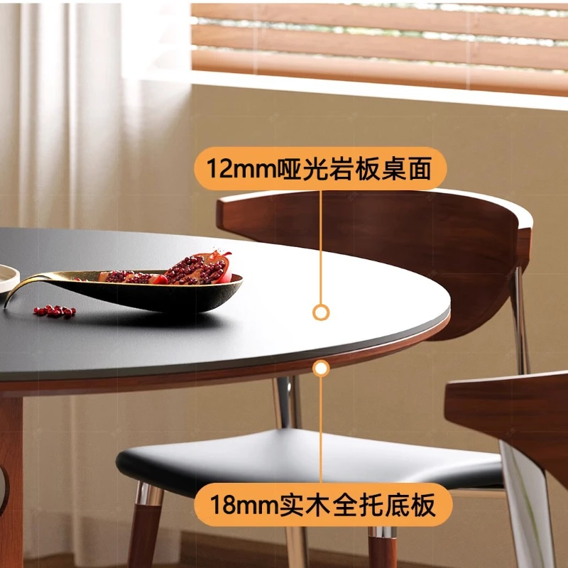 Medieval rock slab, round dining table for household use, solid wood round table