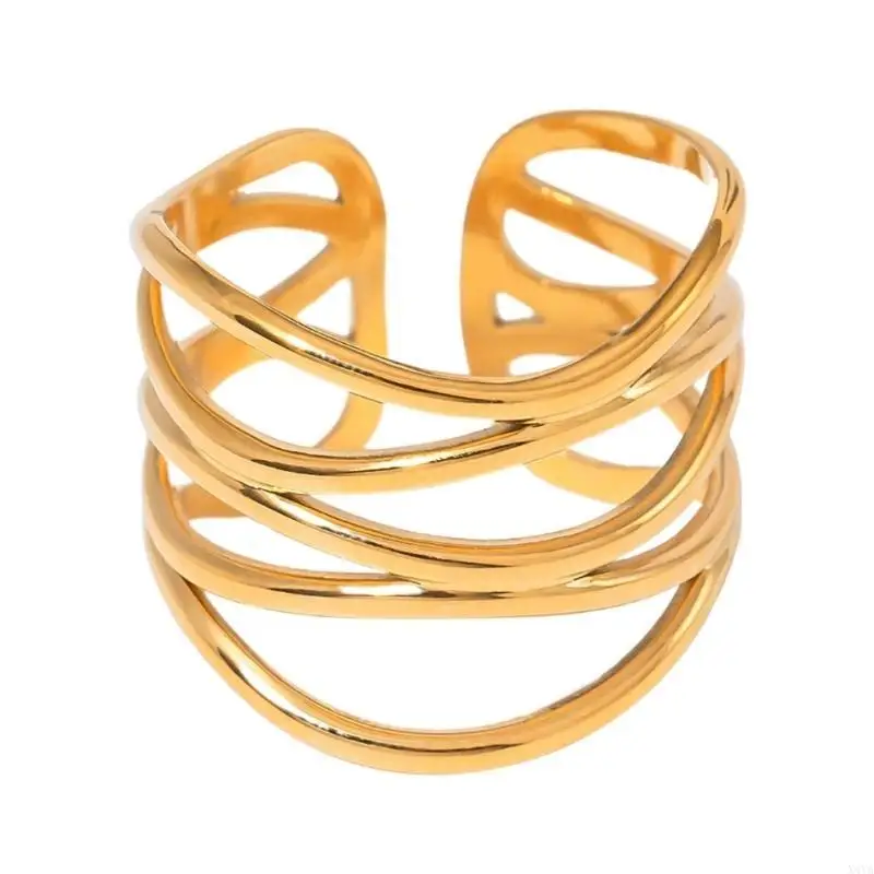 X4YA übertriebene Öffnungsringe Geometrische Ringe Handschmuck unregelmäßige Ringe verstellbare Ringe für Mode -Enthusiasten