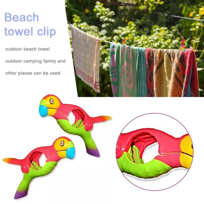 2 Stuks Zomer Plastic Kleur Clips Schattige Papegaai Vogel Strandlaken Klem Om Te Voorkomen Dat De Windklem Droogrekken Vasthouden Clip