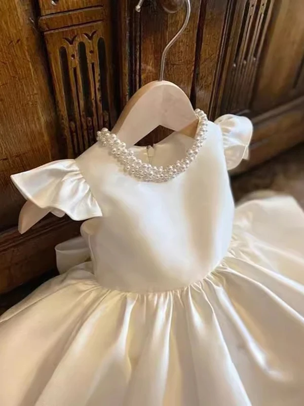 Princess Style Children's Birthday Dress Girls' Performance Costume Wedding Dress Flower Girl Autumn Winter Kids' Outfits