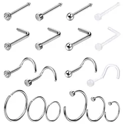 1PCS Hypoallergenic Nose Ring Studs for Sensitive Skin 20G Hoops for Women Men 2mm Small Titanium Nose Piercing Jewelry