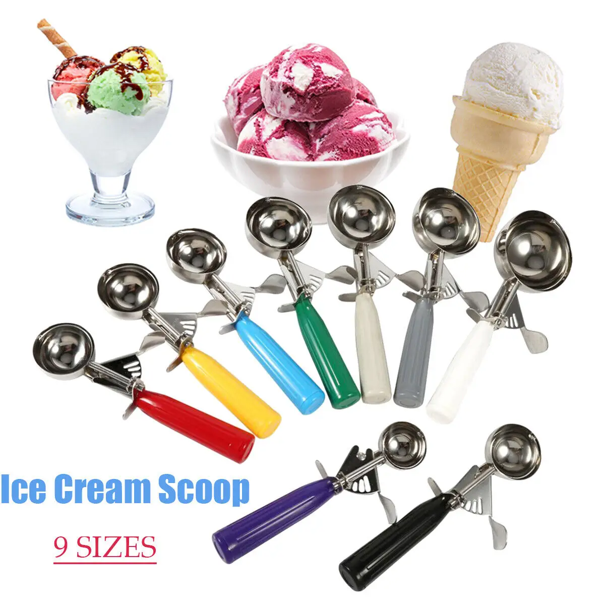 

Ice Cream Spoon Stainless Steel Spring Handle Mash Potato Watermelon Ball Maker Fruit Scoops Digger Practical Kitchen Tools