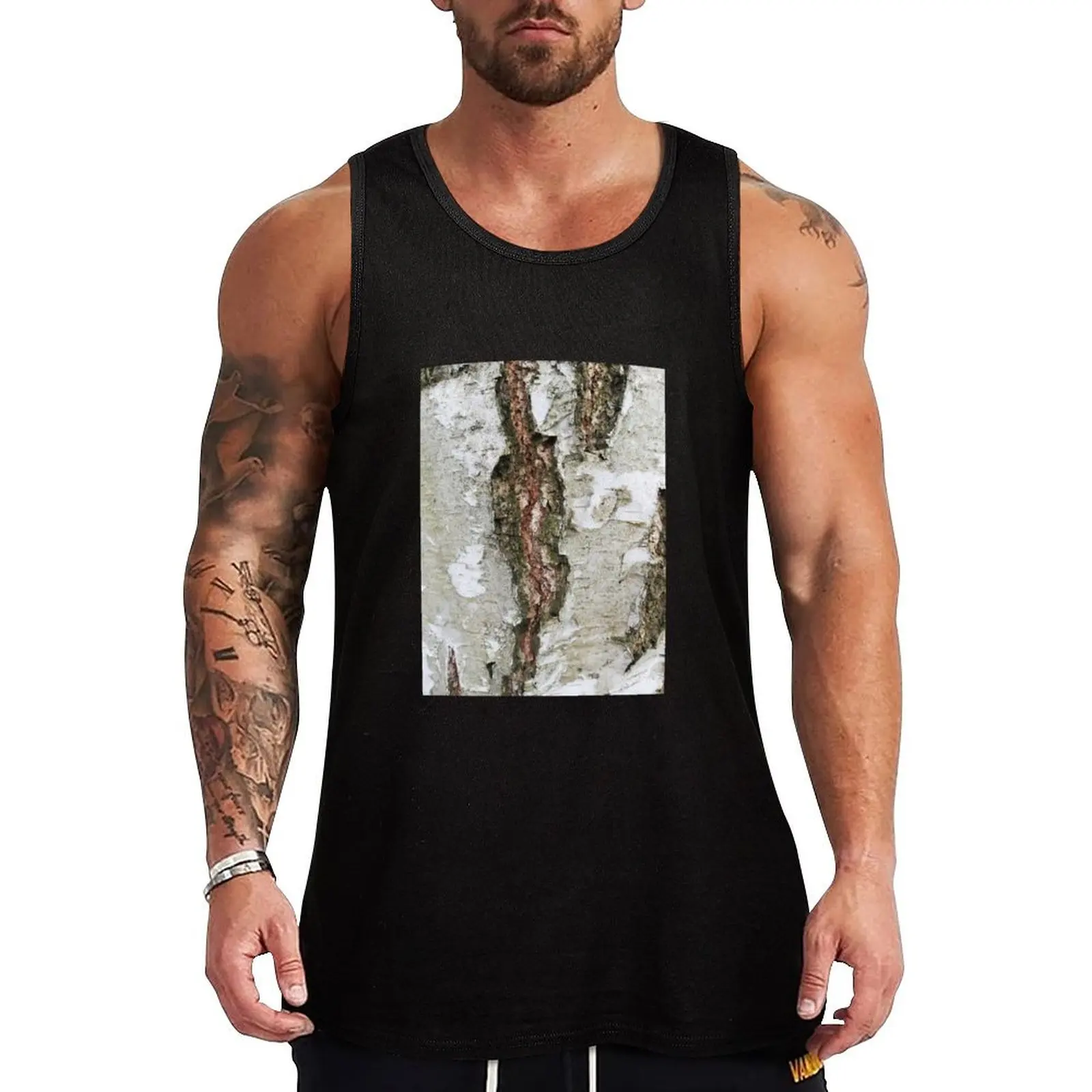 Birch bark Tank Top sleeveless gym shirt man fitness singlets for men Gym t-shirt man