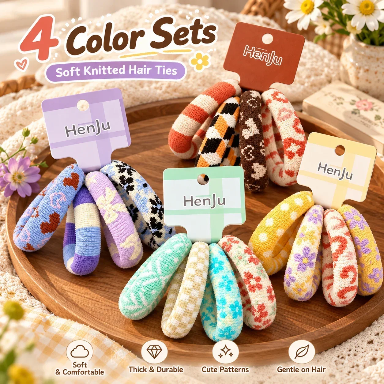 Colorful Plaid Scrunchie, Basic Versatile High Elasticity Ponytail Holder, Baby Hair Tie Accessory