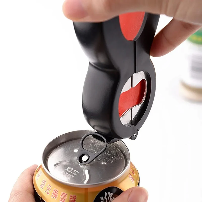 Creative 6-in-1 Multifunctional Bottle Opener Opener Anti Slip Lid Opener Stainless Steel 8 Character Can Opener Kitchen Tool