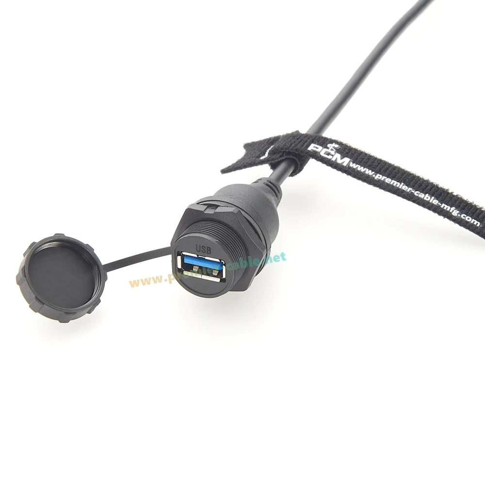 Cabo de conexão usb 3.0 industrial ip67, usb a fêmea para m12 5 pinos código b, montagem em painel embutido, cabo de anteparo compatível com ifm ec2099