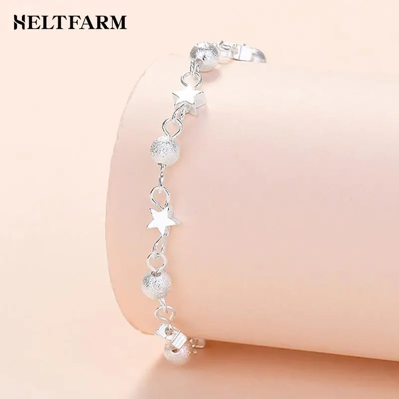 1pcs Silver Fresh Star Bracelets For Fashion Charm Bracelet Birthday Party Gift Women Personality Round Bead Bracelet Korean