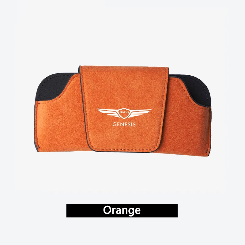 Car Suede Leather Glasses Box Sun Visor Glasses Case Storage Accessories For Genesis Logo EQ900 G70 G80 G90 GV60 GV70 GV80 GV90
