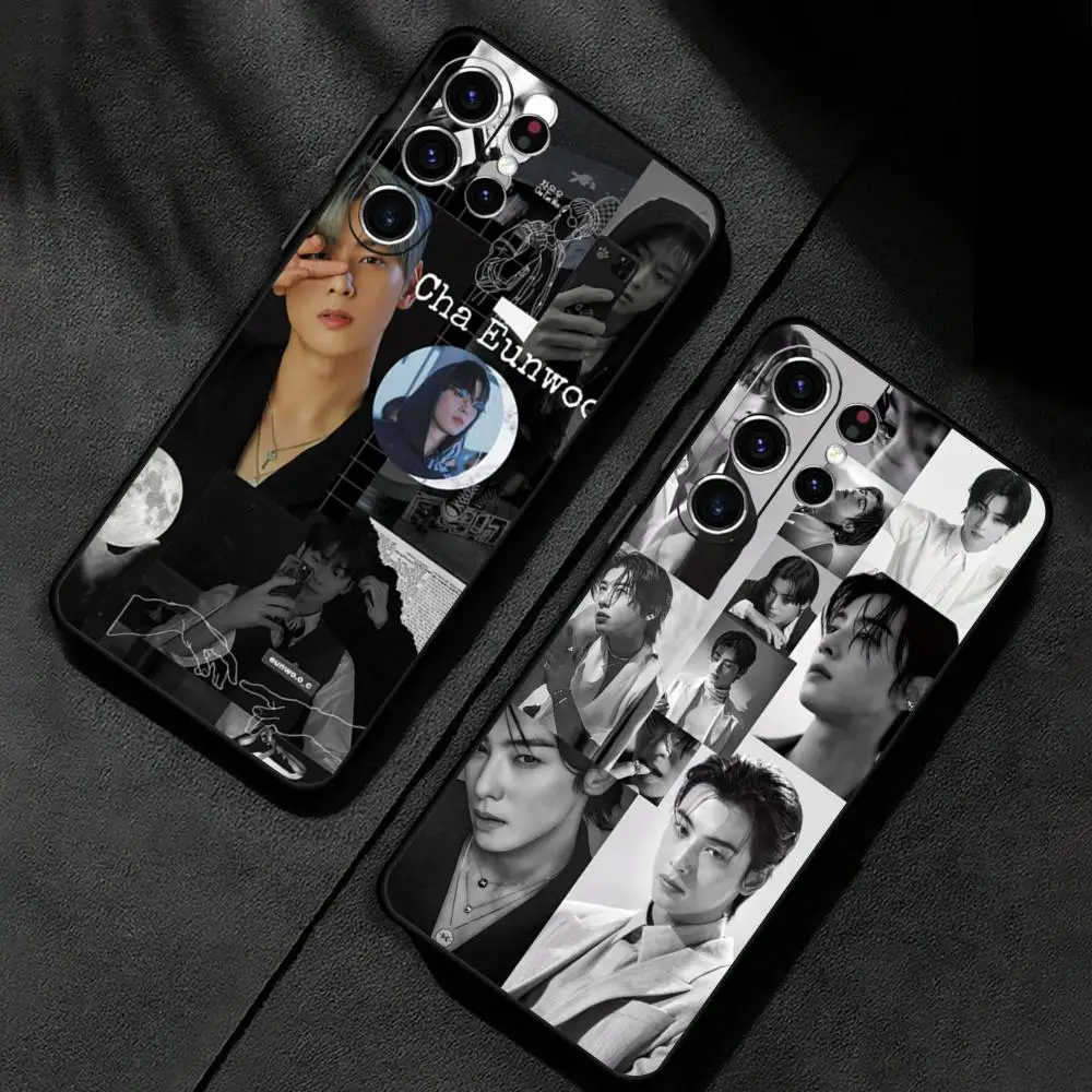 Kpop C-Cha EunWooS COOL Phone Case For Samsung Galaxy S25 S24 S23 S22 S21 S20 Plus Ultra Note20 Soft Black