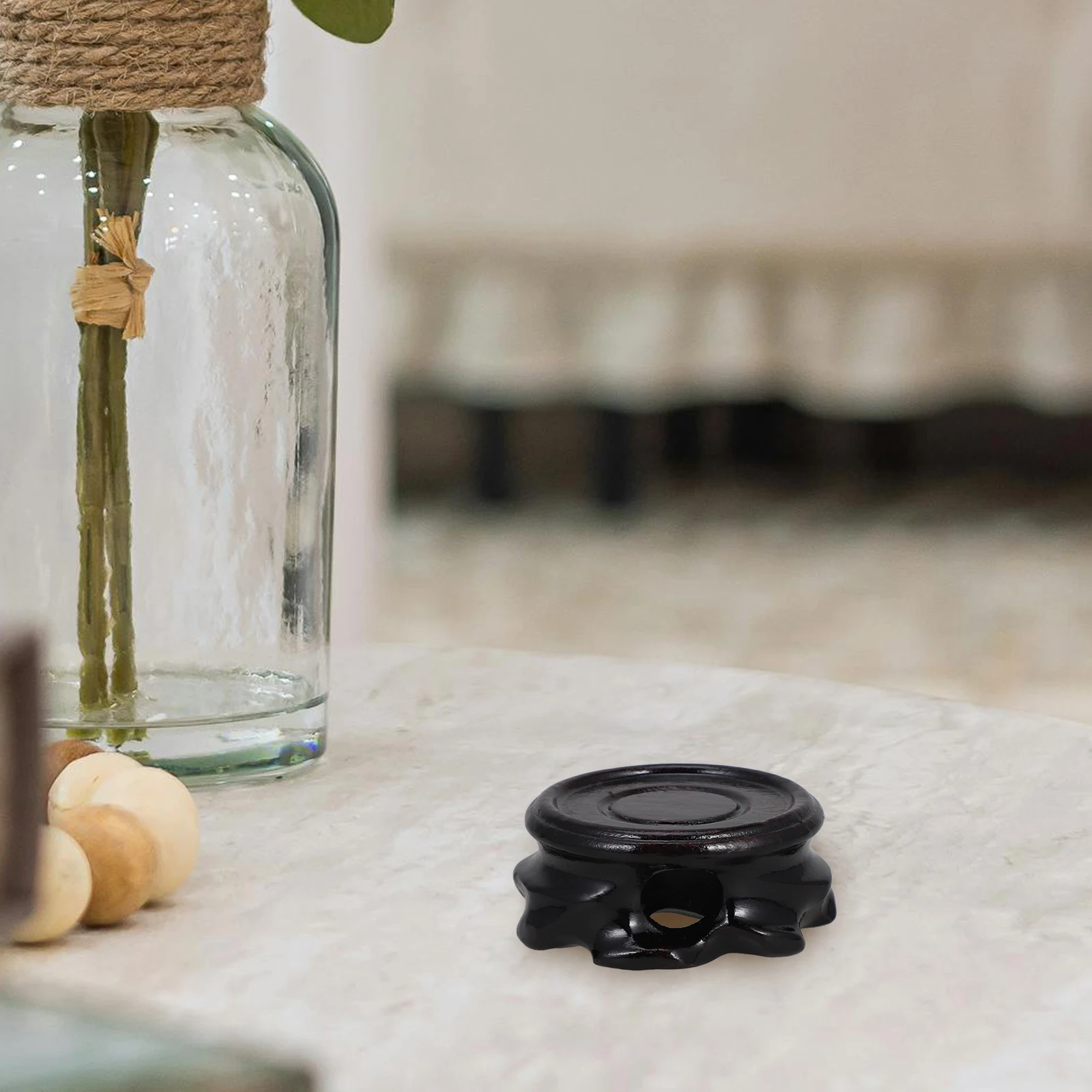 

Wooden Display Stand Base Chinese Black Round Stands for Vase Table Lamp Teapot Decorative Home Use Modern