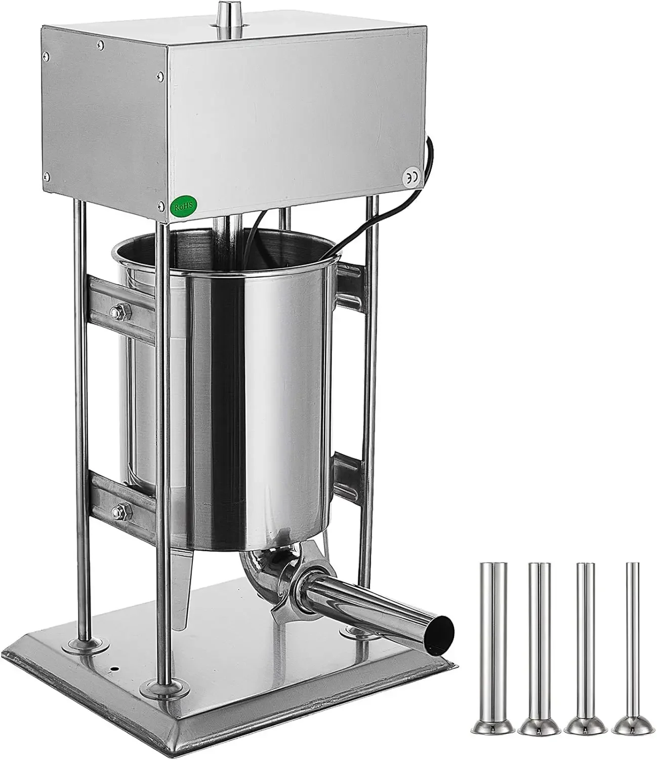 Electric Stuffer 15L Stainless Steel Variable Speed Vertical Meat Filler Automatic Sausages Maker Machine with 4 Fillin