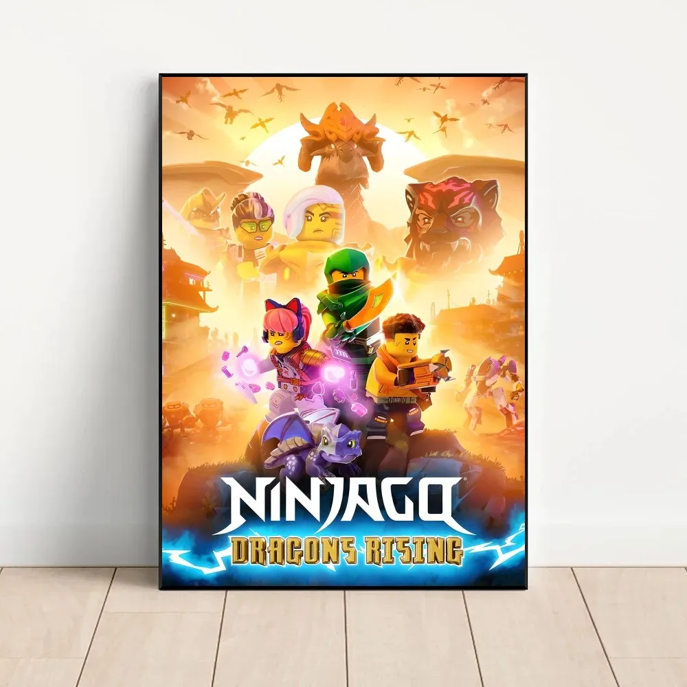 Cool L-LEGOs Cartoon N-Ninjago Poster Fancy Wall Sticker for Living Room Bar Vintage Decorative Painting Middle