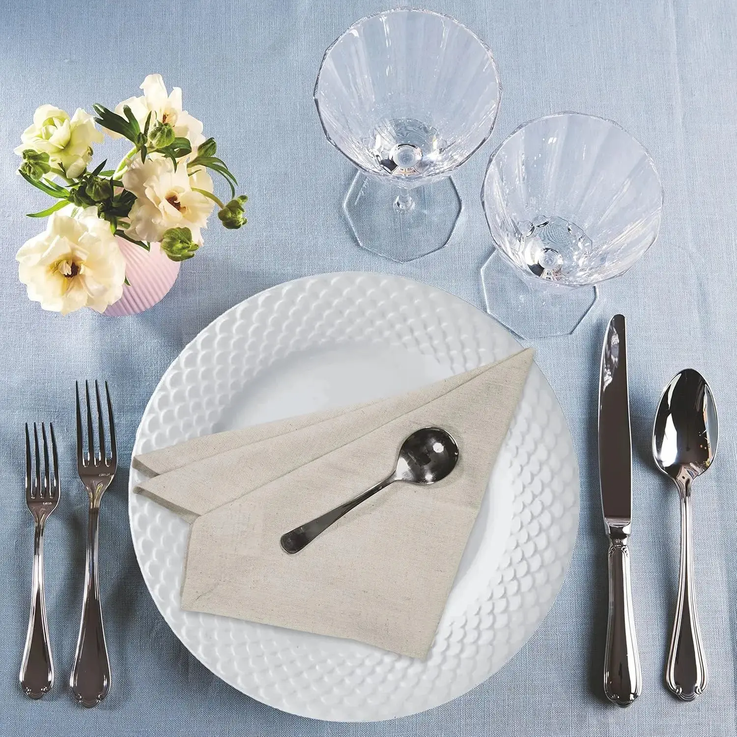 6 Pieces 100% Linen Dinner Napkin Nature Napkin Soft Absorbent Comfortable - Ideal for Events and Regular Use