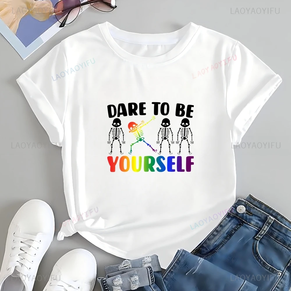 

Dare To Be Yourself, LGBT Shirt, Autism Pride Print T-shirt Top, Short-sleeved, Unise-friendly Pattern Large T-shirt