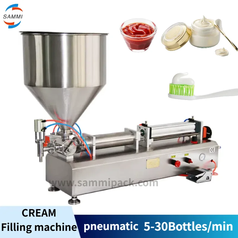 

GFA Horizontal Pneumatic Paste Filling Machine Cream Peanut Butter Face Cream Tomato Chocolate Sauce Single Head Piston Filler