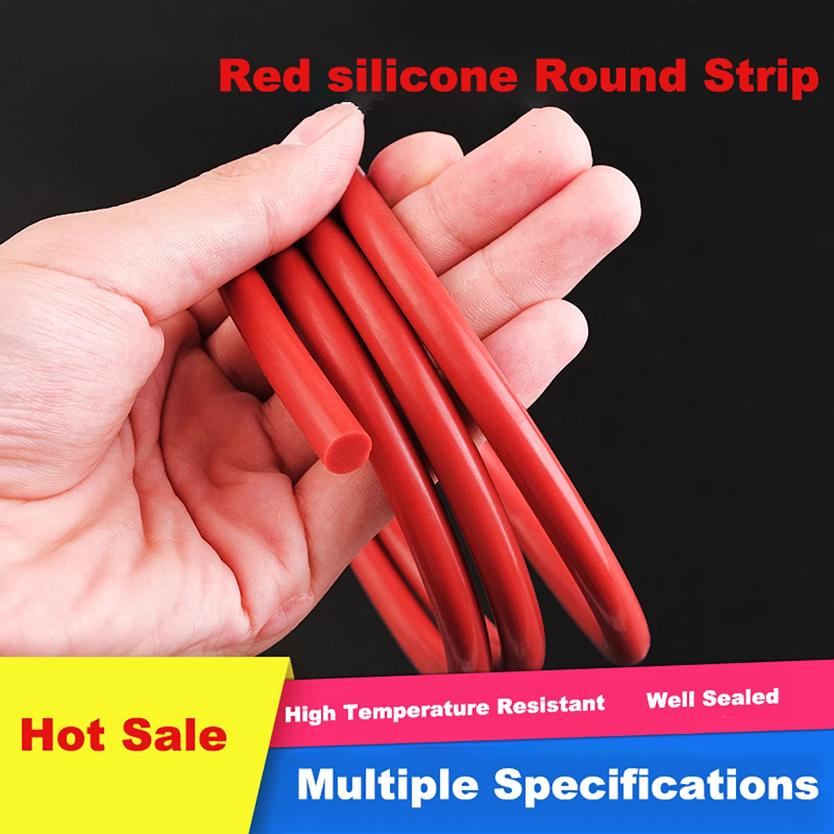 Red Solid Silicone Seal Strips Rubber Gasket  Cord High Temperature Waterproof Round Rod Dia 6.5 7 8 9 10 12 14 15 16 18 20-30mm