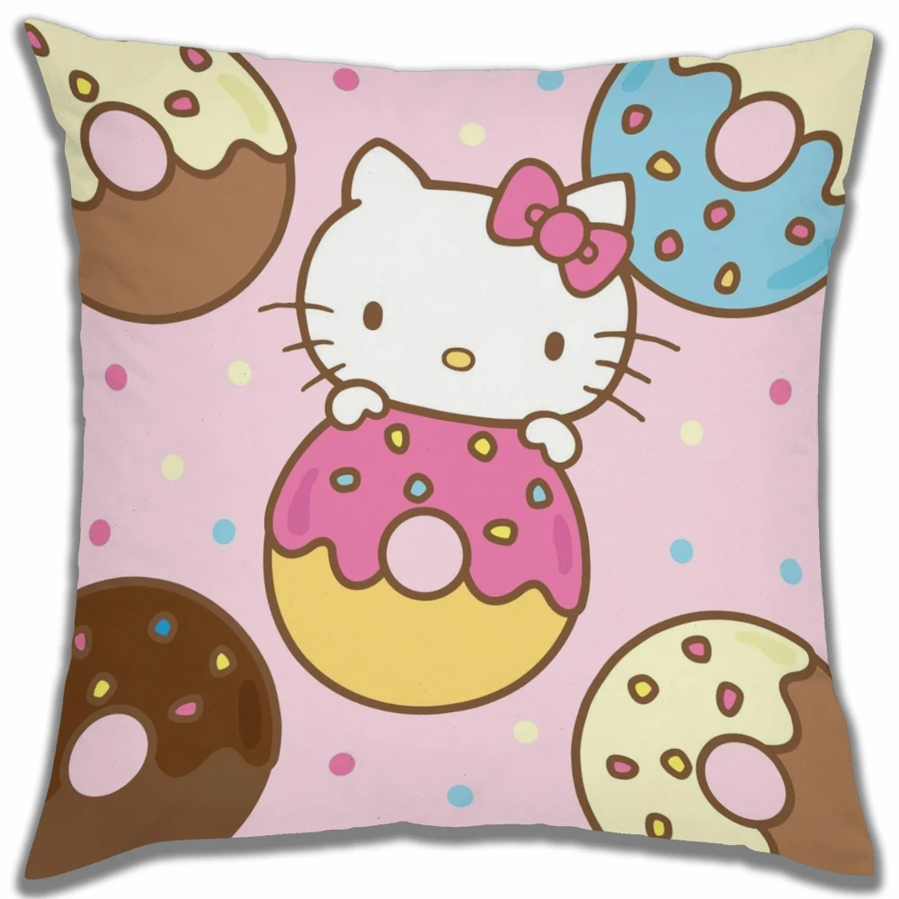 Housse de coussin Hello Kitty 45x45, taies d'oreiller décoratives, coussins de lit pour canapé décoratif, taie d'oreiller 45x45