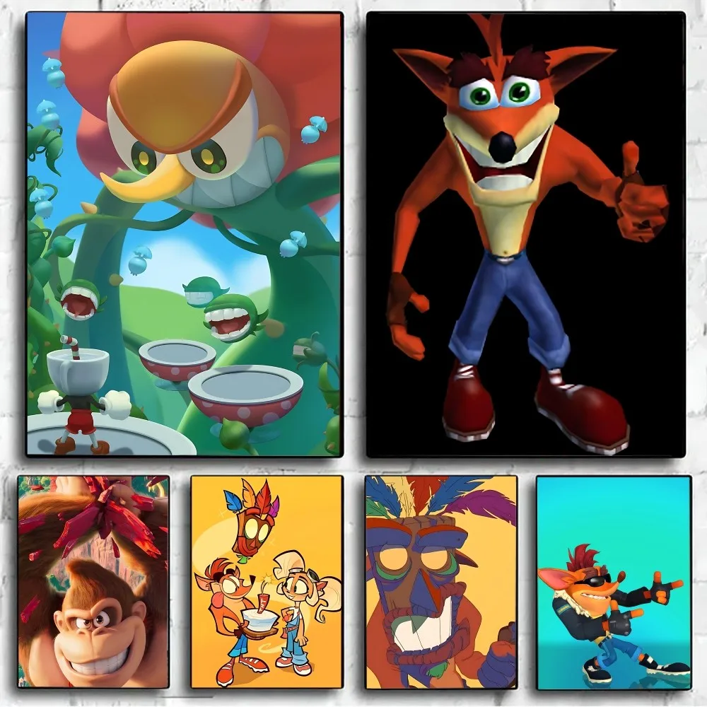 Crash Bandicoot Game Poster No Framed Poster Kraft Club Bar Paper Vintage Poster Wall Art Painting Bedroom Study Stickers