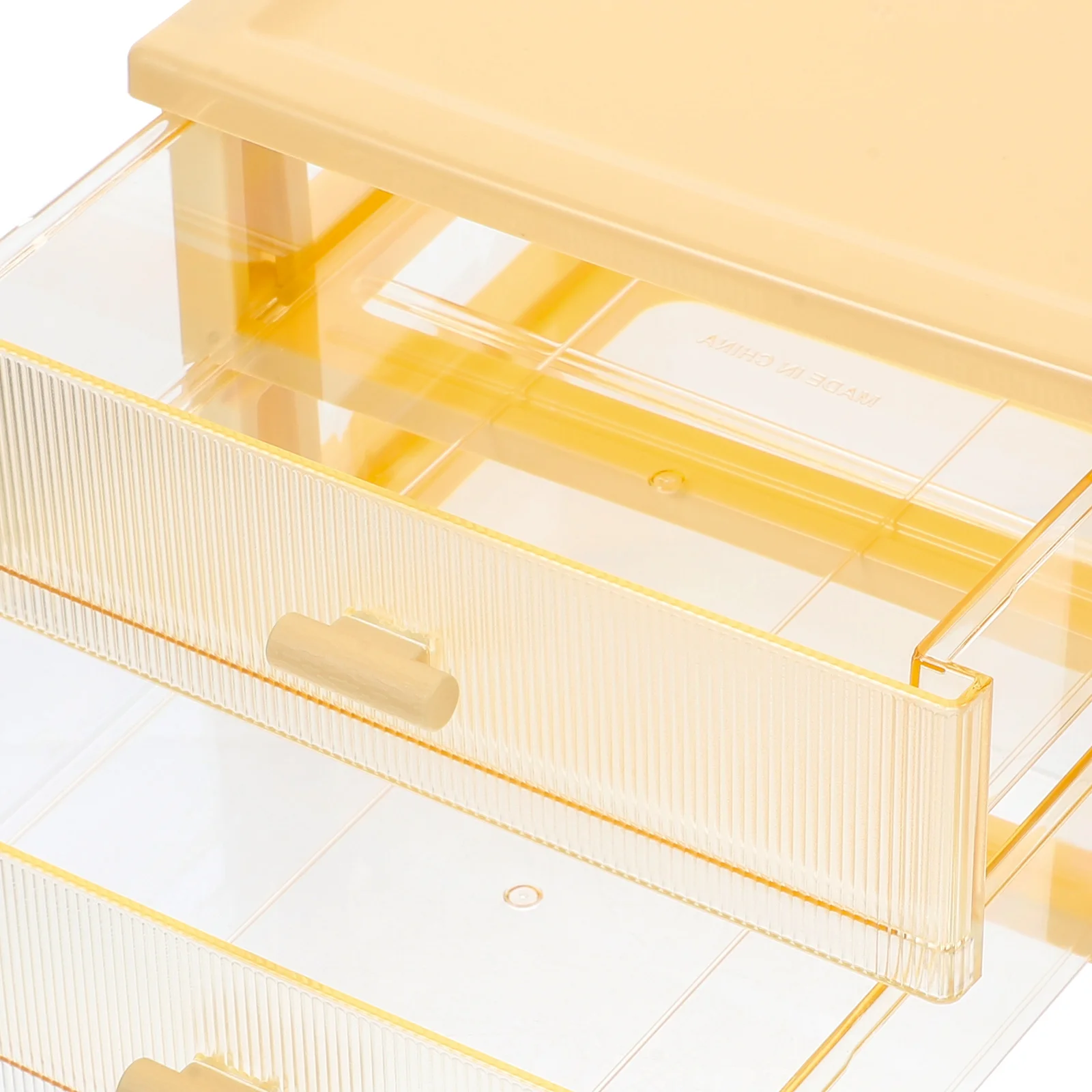 

Yellow 2 Layers Drawer Storage Box Desk Organizer Plastic Desktop Bins Shelf Office School Supplies