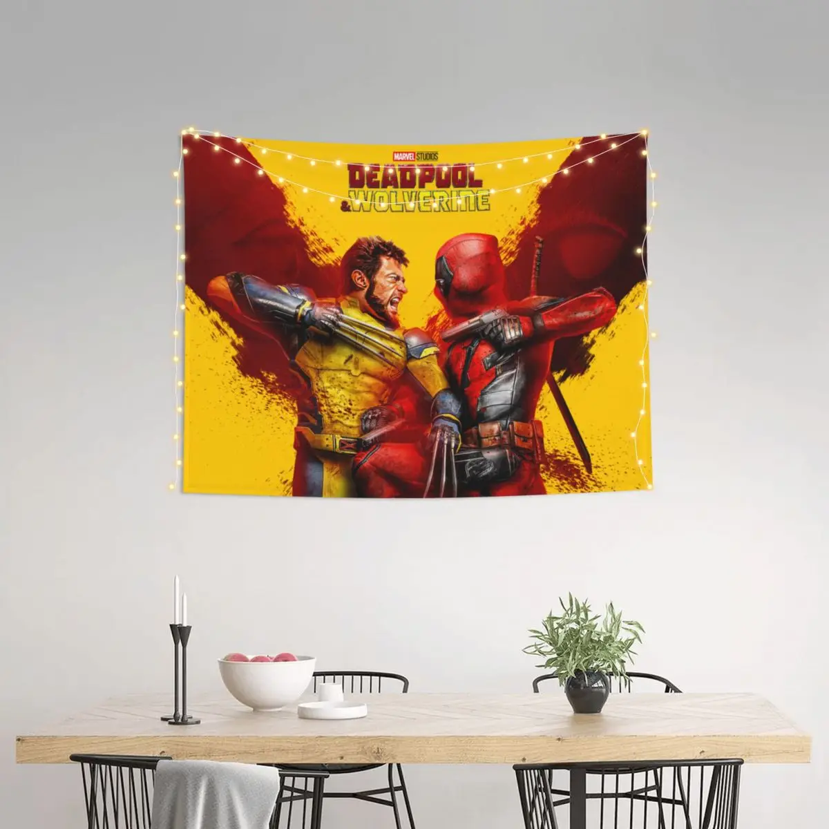 Deadpool And Wolverin Wall Tapestry Decorative Tapestries Poster for College Dorm Wall Hanging Decor