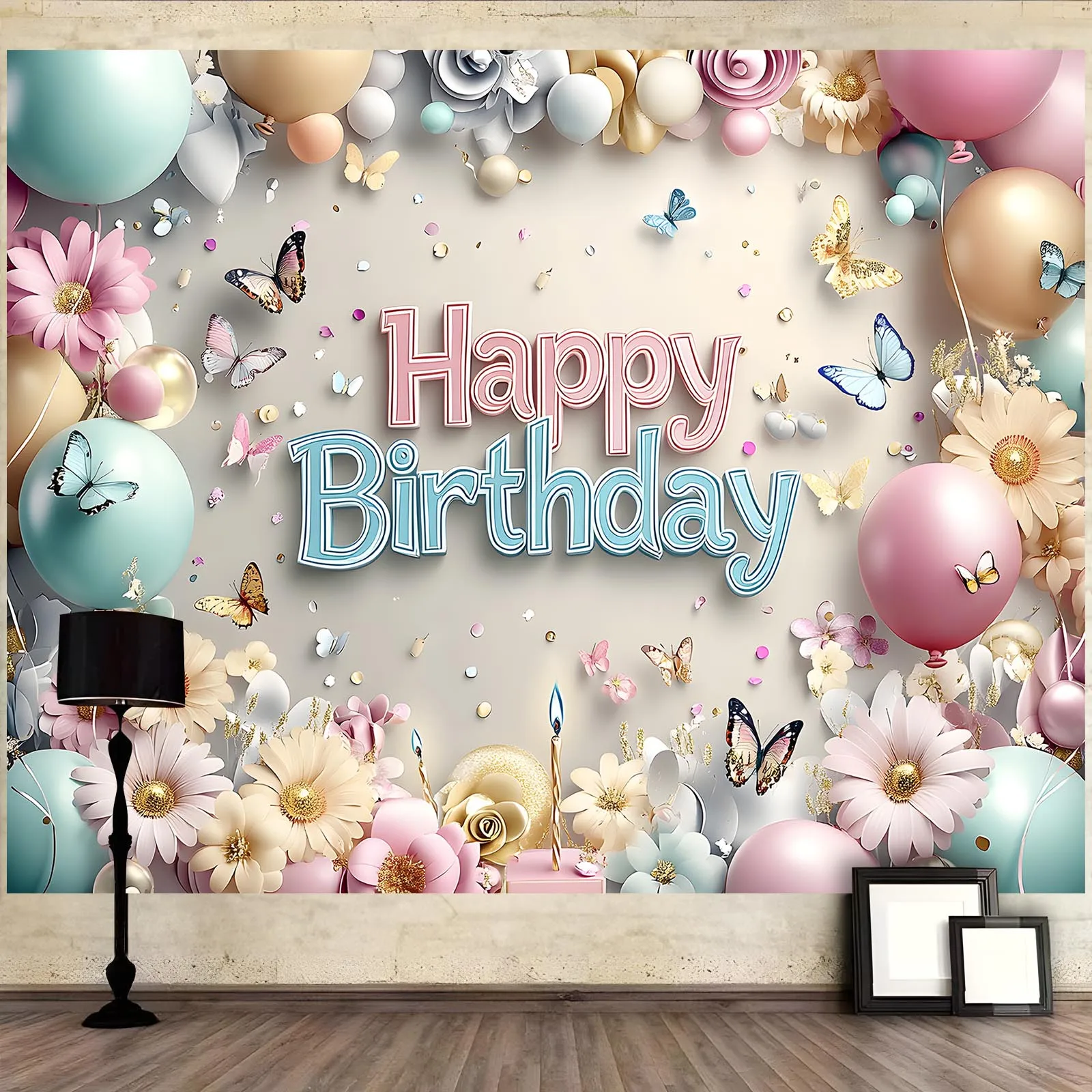 بالونات وردية ولافتات خلفية زهرية، مناسبة لحفلات الزفاف وأعياد الميلاد والذكرى السنوية والاحتفالات الداخلية والخارجية #5