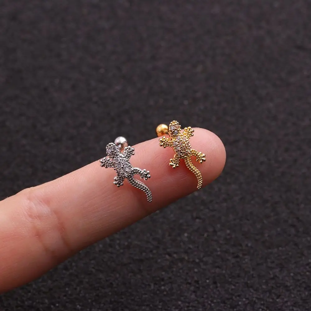 Creative Zircon Reptile Helix Lizard 1Pc Cartilage Tragus Ear Stud Fashion Accessories Earring Piercing Jewelry