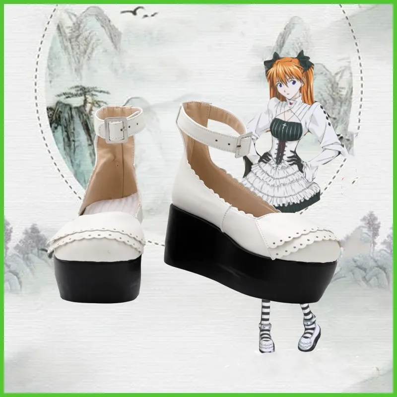 

JP Anime EVA 02, готическая Лолита, Аска Лэнгли Сорю, карнавальный костюм, белая милая обувь