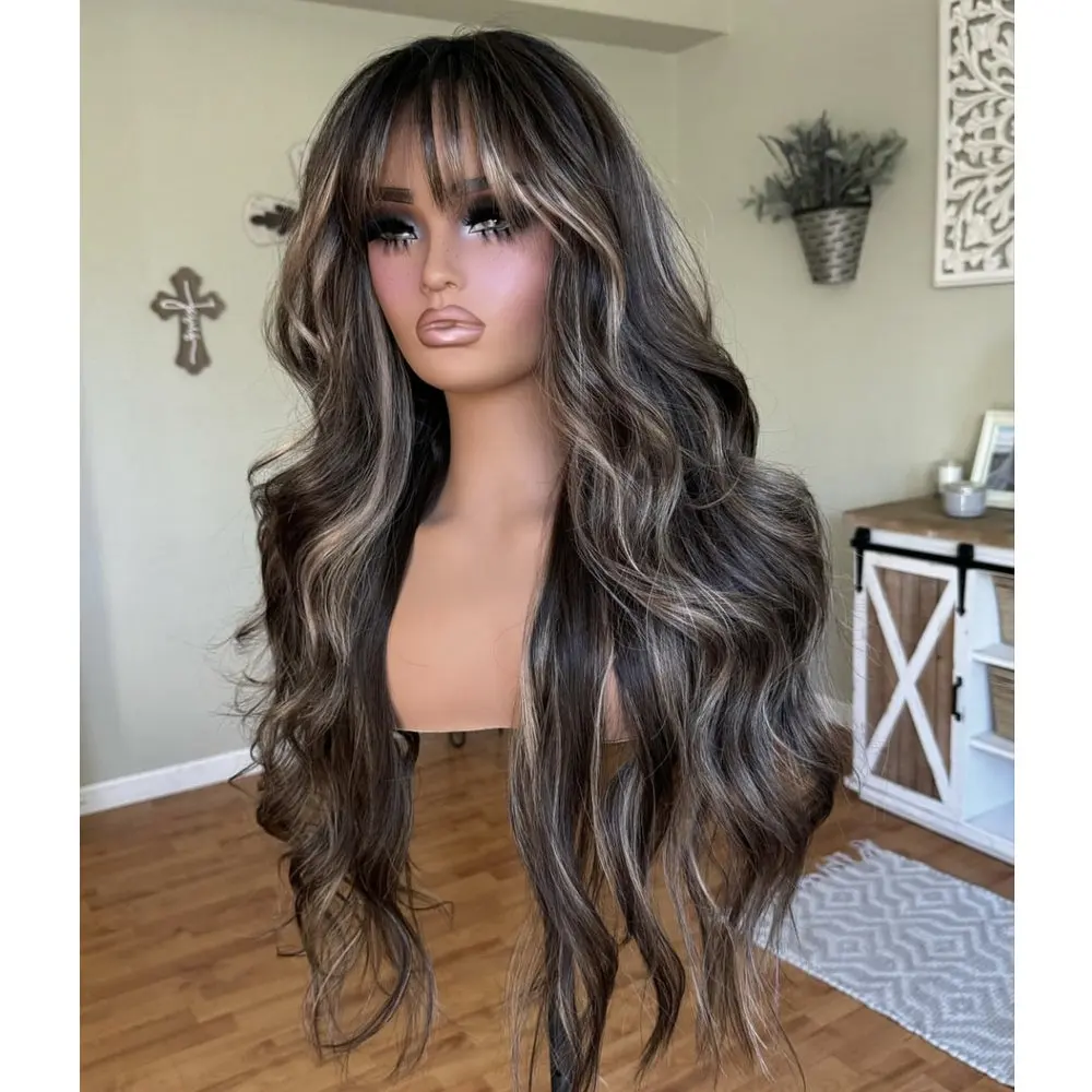 360 Lace Frontal Perücken 13x3 Lace Front Perücken für Schwarze Frauen 100% Echthaar Aschblond mit Highlights Natürlicher Haaransatz Vollspitzenperücken – Detail 2