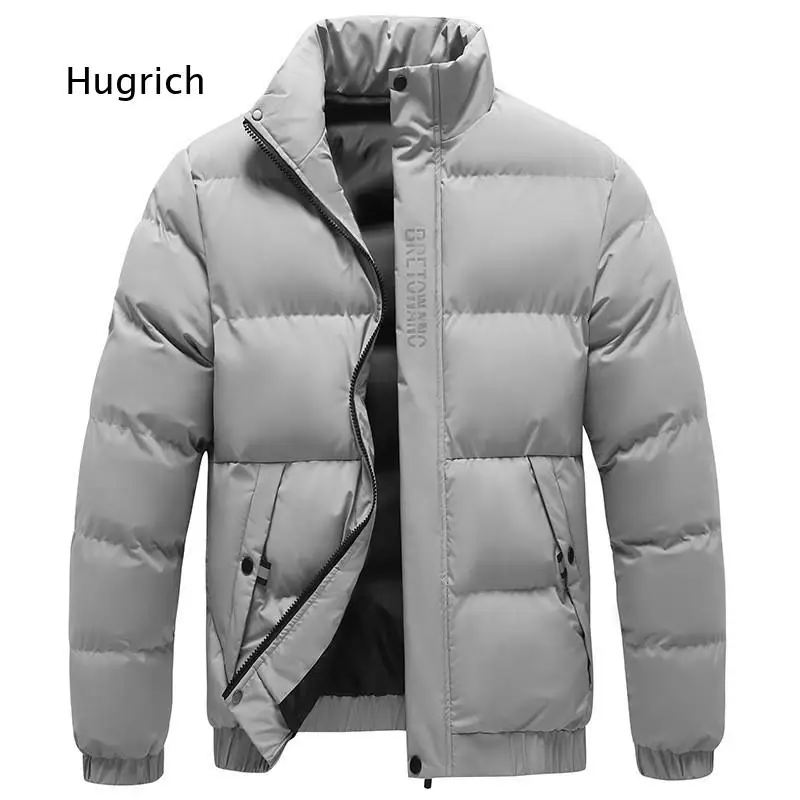 Men's Stand Collar Padded Winter Jacket Zip Up Warm Outerwear With Side Pockets Loose Fit For Casual Daily Streetwear