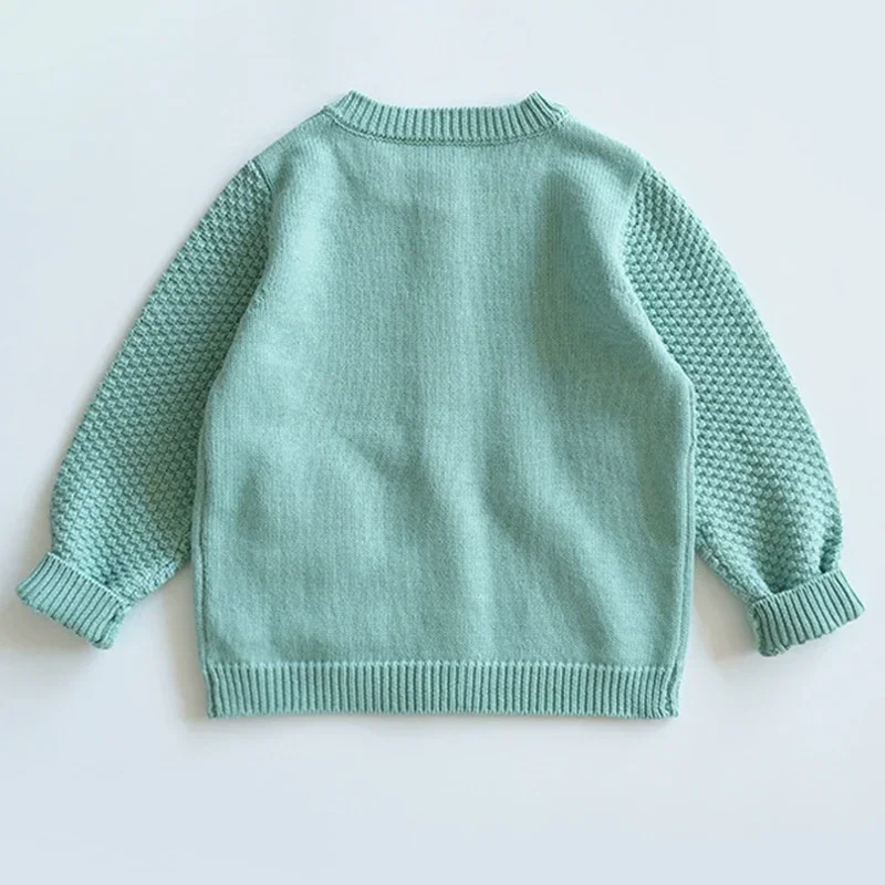 

Kids Girls Clothes Lovely Green Rabbit Sweater Boys Embroidery Rainbow Cardigan Cotton Sweatshirt Autumn Outfit Kids 2 to7year