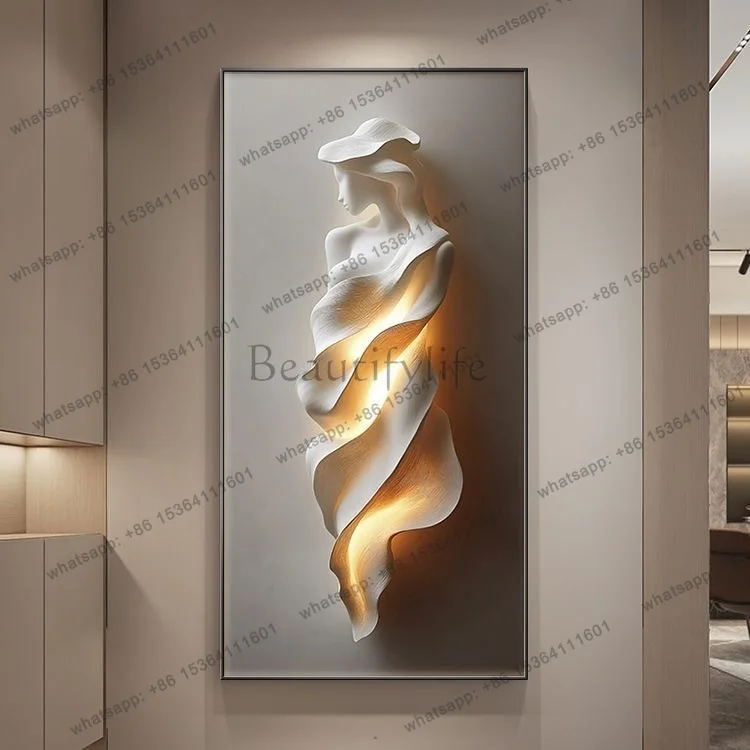 Simple abstract three-dimensional entrance decorative painting high-level figure corridor aisle hanging painting can shine