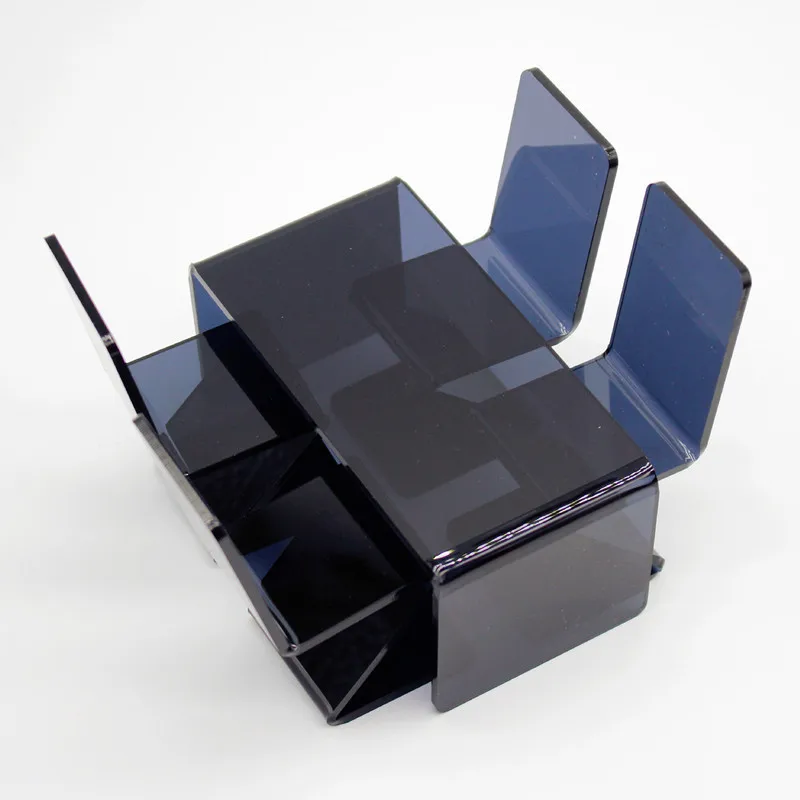 Mini Acrylic Black Transparent Table Chairs Set Sub 1:12 Dollhouse Simple Dining Table Living Room Office Model Simulation Decor