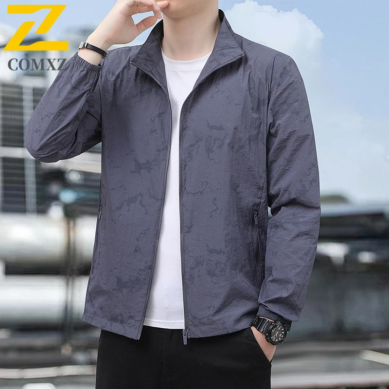 Summer Men Sun Protection Clothing Casual Zipper Pocket Waterproof Ultra-thin Jacket Gorpcore Fishing Riding Uv Skin Windbreaker
