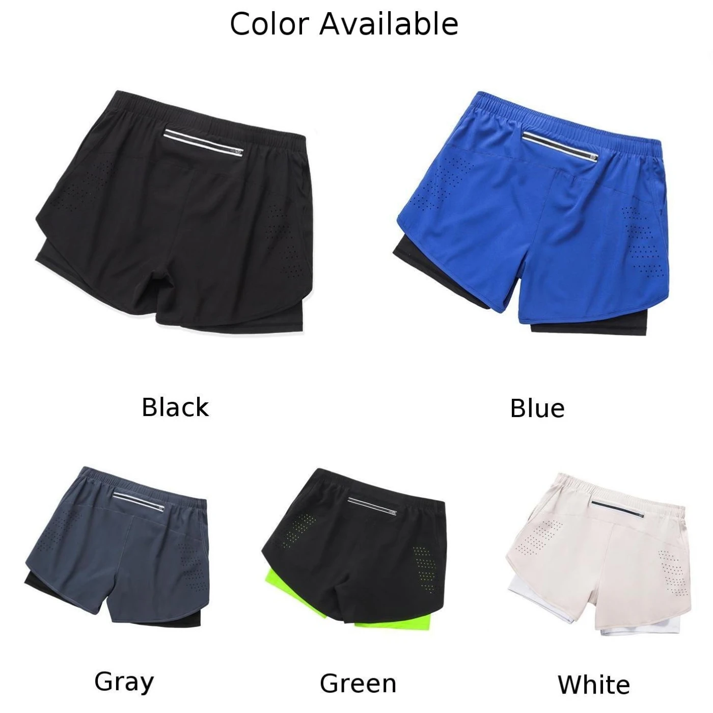 Black Breathable Running Shorts Anti Chafe Two Piece Shorts Men's Activewear Elastic Running Shorts Anti-Chafing Layer