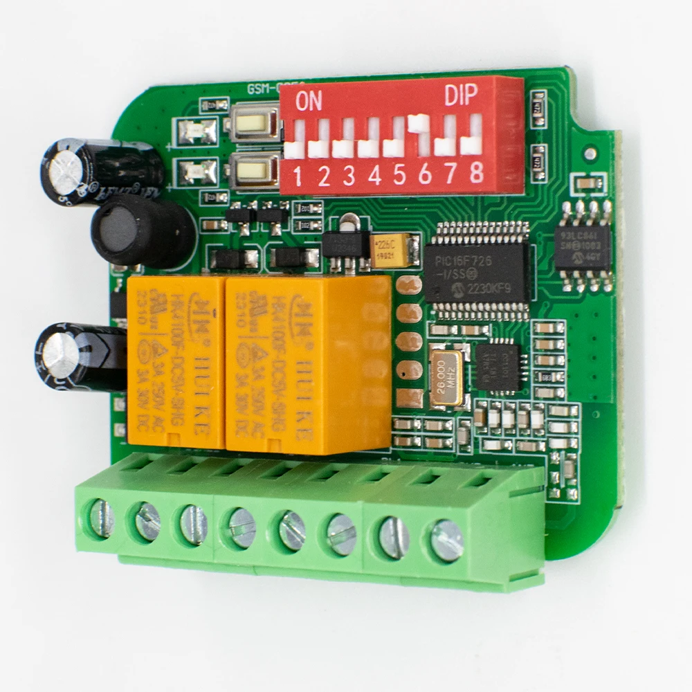 ประตูโรงรถตัวรับสัญญาณ AC/DC 9 V-30 V 12V 24V 85-250V 2CH 300MHz ถึง 868MHz 433MHz รีโมทคอนโทรลรีเลย์โมดูล