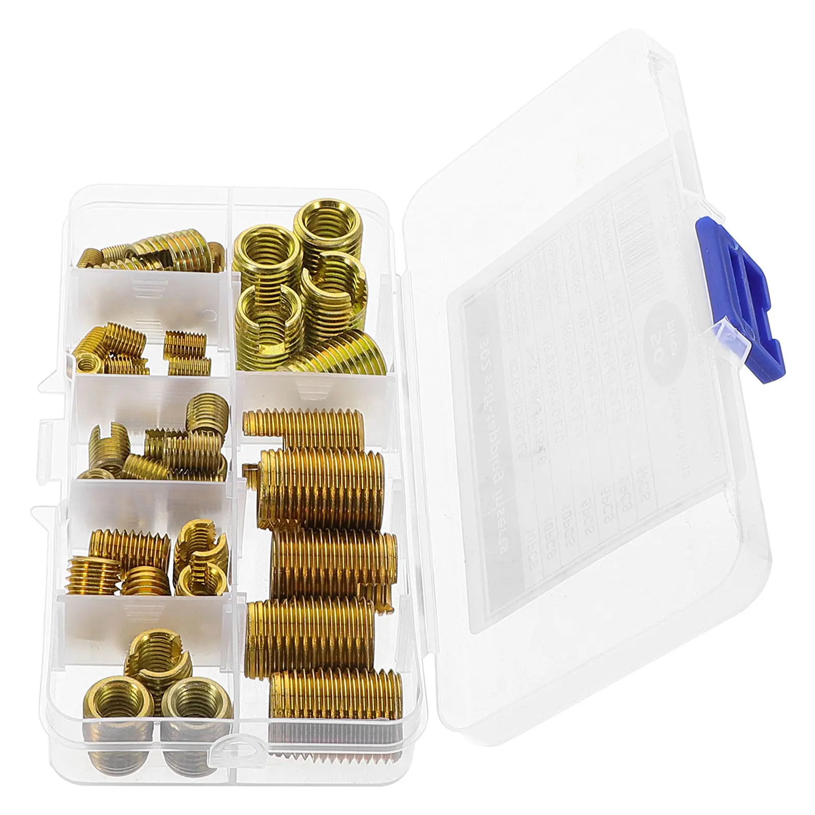 50Pcs Carbon Steel Self Tapping Thread Inserts Set Slotted Repair Sleeves Assortment Kit Threaded Repair Inserts for Metal