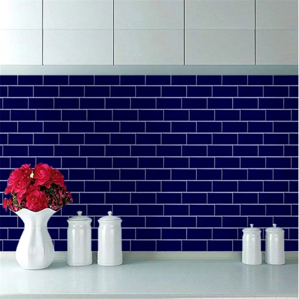Durable DIY Wall Sticker Waterproof Removable Wallpaper 3D Subway Tile Wall Art Kitchen