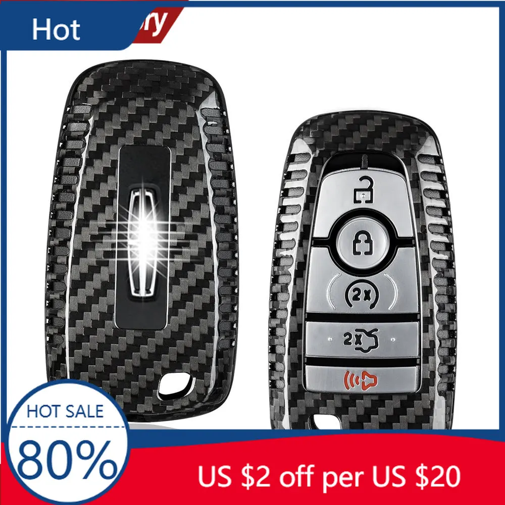 ホットレーシンググリル-カーボンファイバー製キーフォブカバー-リンカーン-ナビゲーター-アビエーター-コルセア-ノーチラス用キーシェルケースプロテクター-フォードf1用